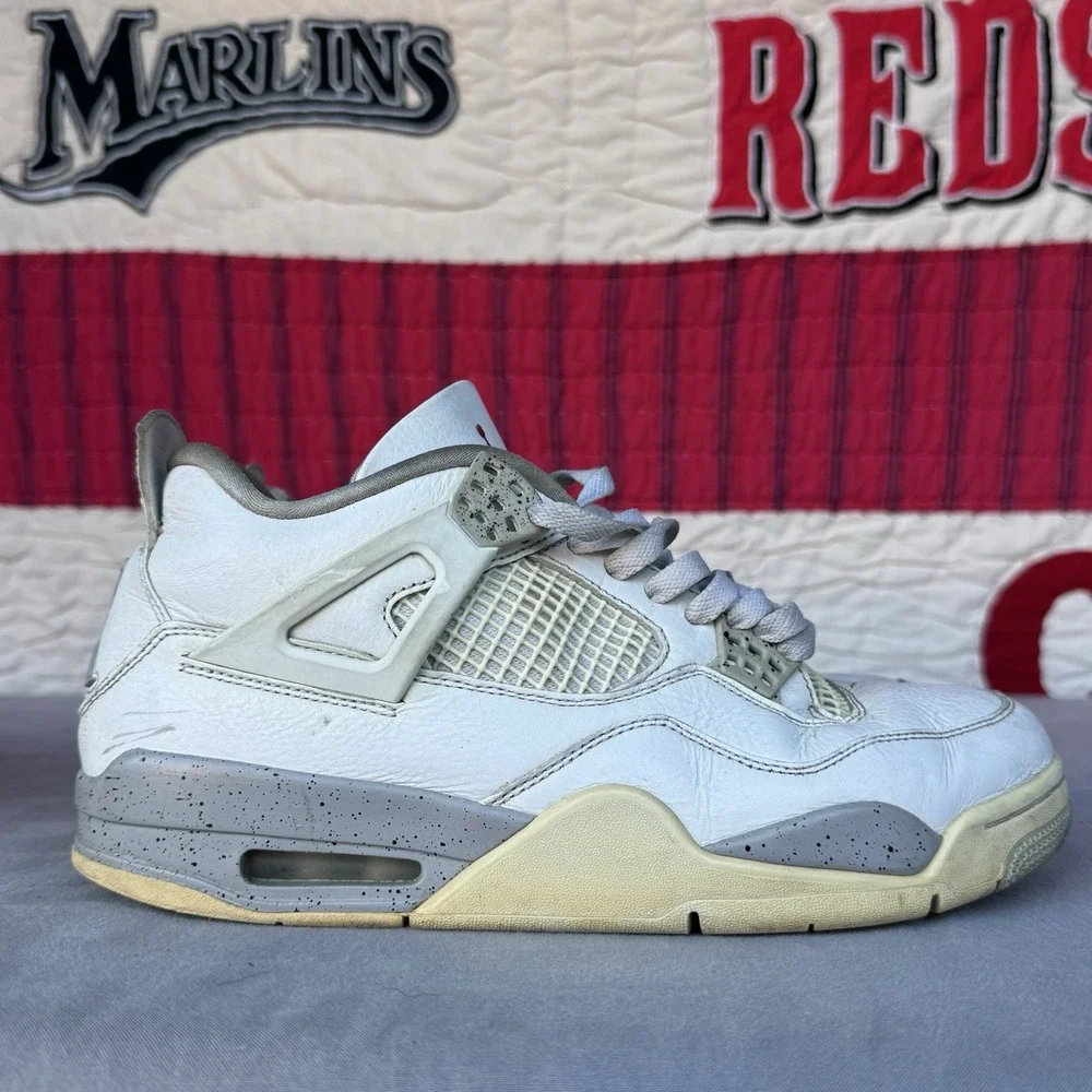 Size 9.5 - Jordan‎ 4 Retro Mid White Oreo Grey White Leather (CT8527-100)